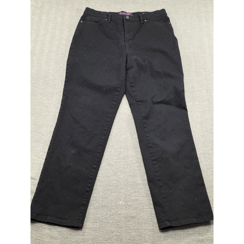 Gloria Vanderbilt Amanda Black Denim Jeans Women's Size 12 Straight Leg Stretch